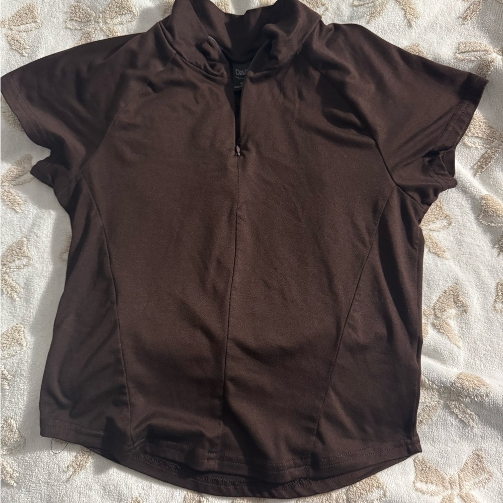 Dark Brown Short Sleeve Women's Top
